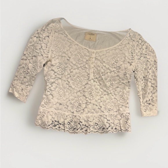 Hollister Tops - Hollister Cream Lace Blouse size M